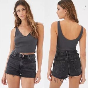 EUC Urban Outfitters BDG Girlfriend High Waisted Washed Black Denim Shor…